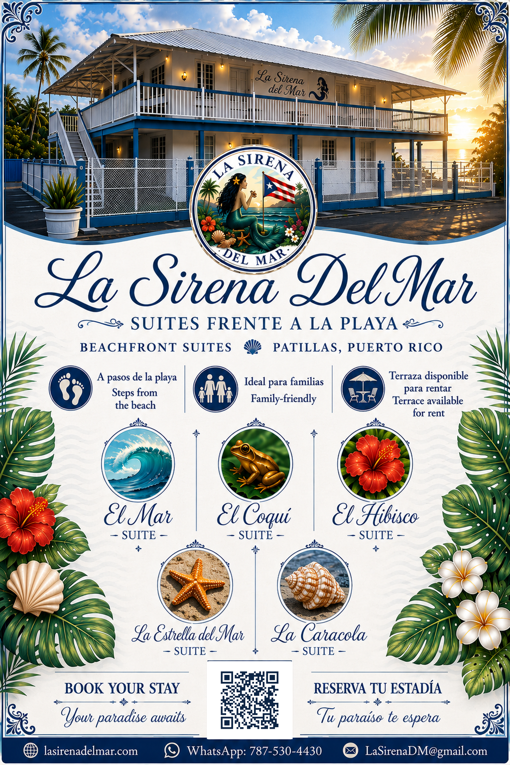 La Sirena del Mar — suite flyer with all five suites