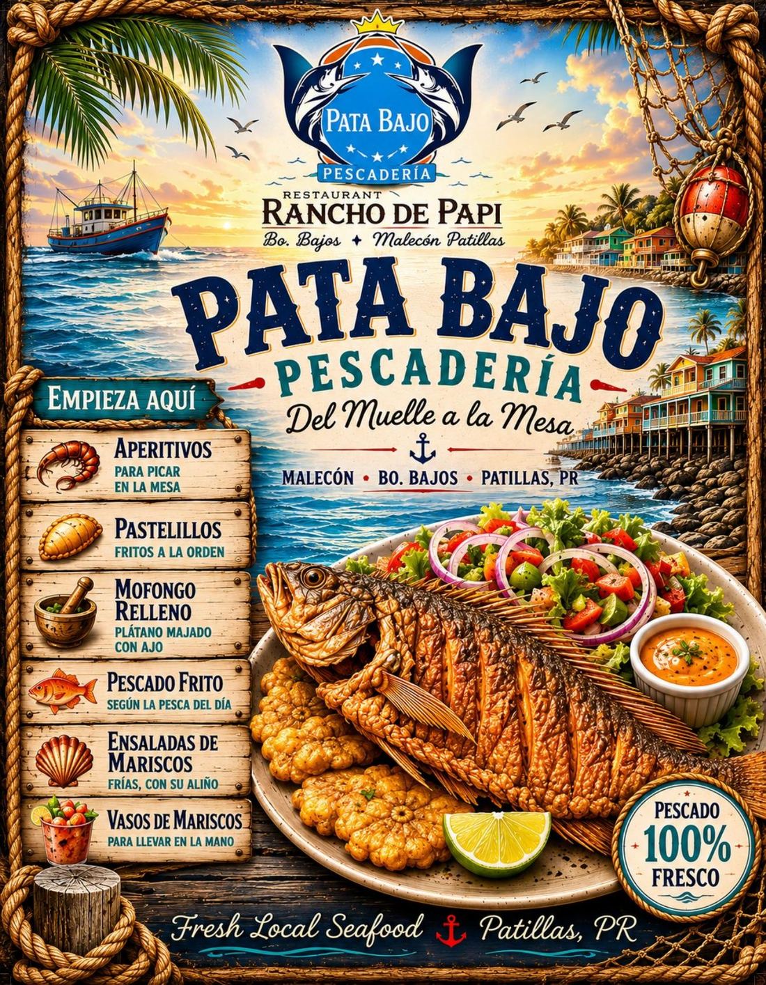 Pata Bajo Pescadería — portada del menú
